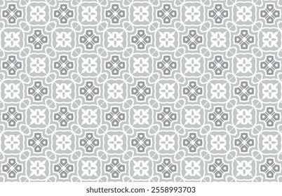 Abstract gray and white floral tile pattern
