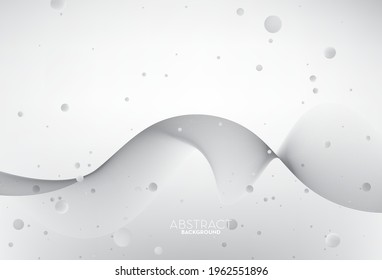 Abstract gray and white flowing line digital technology, smooth particle wave, big data techno design concept background wallpaper, vector eps
