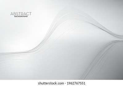 Resumen de tecnología digital de línea de flujo gris y blanco, onda de partículas lisas, fondo de fondo de concepto de diseño tecnológico de grandes datos, eps vectoriales
