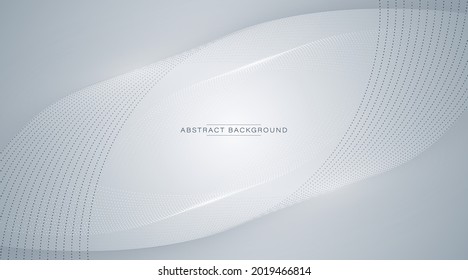 Abstract gray and white flowing particles on gray background. Modern simple waves lines element design. Digital future technology concept. Suit for poster, advertising, cover, presentation, flyer