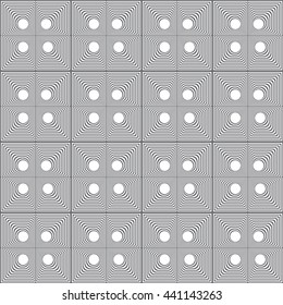 Abstract gray and white geometric illusion seamless pattern background.
