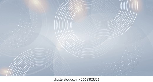 Fundo de gradiente cinza e branco abstrato com linhas brancas movendo-se em círculos. Conceito de fundo moderno e futurista. Ilustração vetorial. Eps. 5.