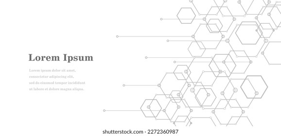 abstract gray white hexagon, geometric texture background, scientific technology, network concept