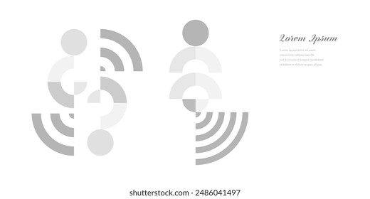 abstract gray white round. geometric circle icon background. retro styled pattern. traditional concept.