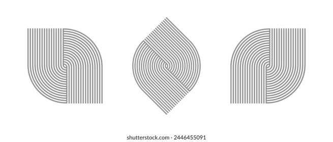 abstract gray white stripe line. geometric circle texture background. simple line icon set. retro styled pattern.
