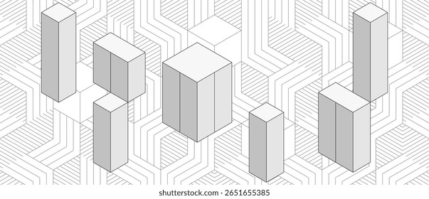 abstract gray white stripe line. geometric hexagon texture background. polygon pattern. architectural concept.