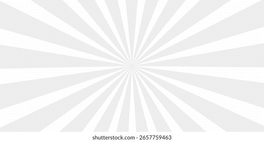 Rayos de sol blancos grises abstractos, fondo de textura de cómic de estilo retro, ilustración de semitono, concepto de arte pop