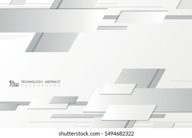 Abstract gray and white tech cover geometric design. You can use for technology presentation, ad, poster, artwork, haedline of text, annual report. illustration vector eps10