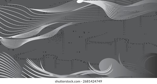 Diseño de onda gris y blanco Abstractas con textura punteada