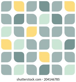 Abstract gray yellow rounded squares seamless pattern background