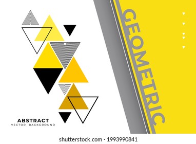 Abstract gray and yellow triangles shapes background. Modern simple triangles pattern composition. Use for banner, presentation, poster, flyer, cover, advertising, website. Vector illustration