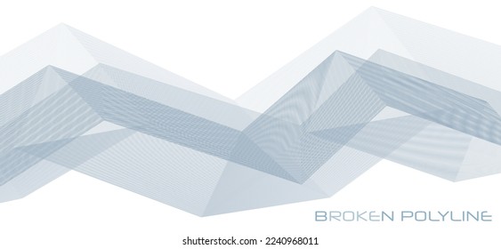 Abstract grayish broken polyline by thin lines with sharp edges and moire effect. Complicated vector graphics