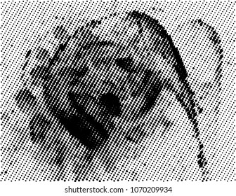 Abstract grayscale background with halftone effect. Vector clip art
