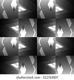 Abstract grayscale, black and white geometric pattern. editable vector.