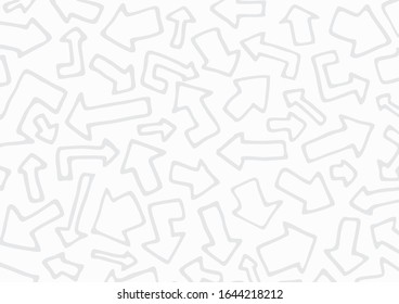 Plantilla de fondo de flechas de doodle en escala de grises abstracta. Ilustración vectorial.