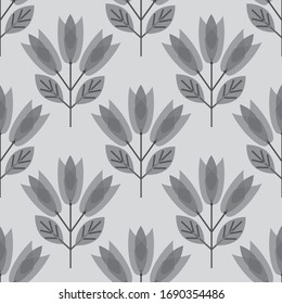 Vector floral abstracto a escala de grises, patrón transparente para la decoración, embalaje.