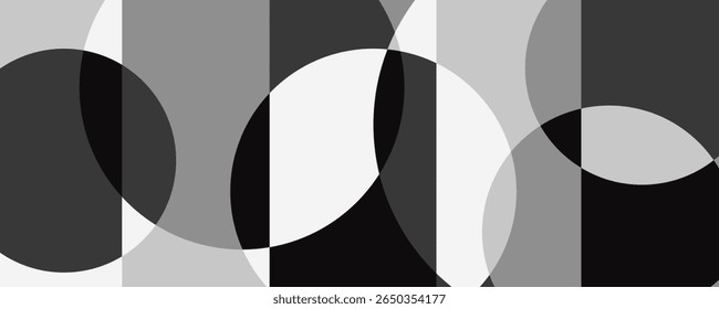 Abstract Grayscale Geometric Shapes Background