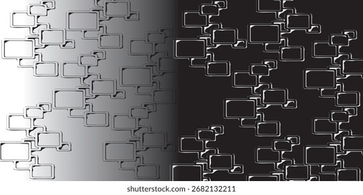 Abstract grayscale pattern of interconnected, irregular squares 