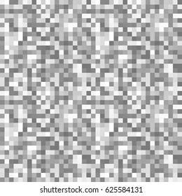 Abstract grayscale pixels noise mosaic seamless pattern