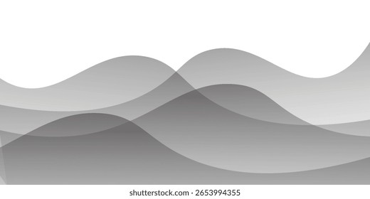 Abstractas ondas de escala de grises sobre un fondo blanco minimalista