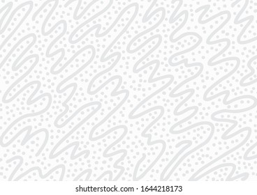 Abstract grayscale  wavy lines and dots texture background template. Vector illustration.
