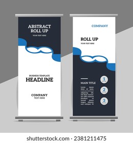 Abstract great business roll up  banner design with blue shapes