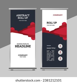 
Abstract great business roll up  banner design with wave red  wave  shapes