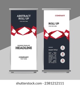 
Abstract great business roll up  banner design with wave red  wave  shapes
