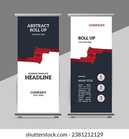 
Abstract great business roll up  banner design with wave red  wave  shapes