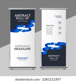 

Abstract great business roll up  banner design with blue   wave  shapes