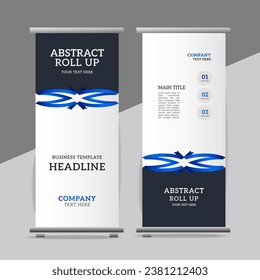 

Abstract great business roll up  banner design with blue   wave  shapes