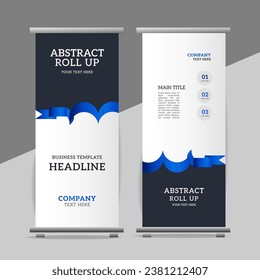 

Abstract great business roll up  banner design with blue   wave  shapes