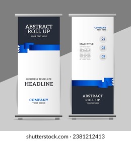 

Abstract great business roll up  banner design with blue   wave  shapes