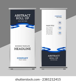 

Abstract great business roll up  banner design with blue   wave  shapes