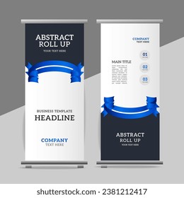 

Abstract great business roll up  banner design with blue   wave  shapes