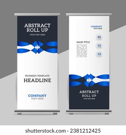 

Abstract great business roll up  banner design with blue   wave  shapes