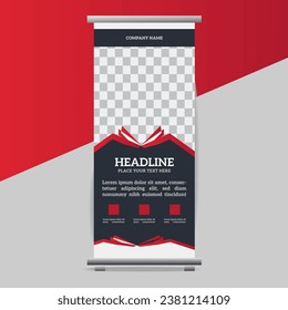Abstract great business roll up  banner design with  creative red  shapes