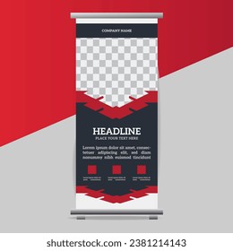 Abstract great business roll up  banner design with  creative red  shapes
