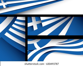 Abstract Greece Flag, Greek Vector Flag Banner (Vector Art)