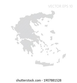 Resumen del mapa de Grecia con líneas diagonales grises. Mapa de franjas de Grecia. Ilustración del vector EPS10.