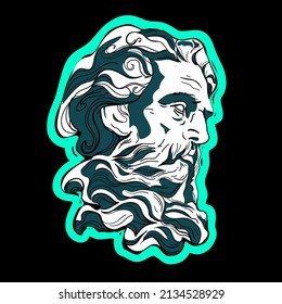 Abstract greek ancient sculpture  Zeus  Vector hand drawn illustrations modern statues   Sticker pack Zeus head   Punk culture inspired 