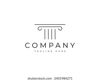 Abstract greek column in a minimalist style logo design
