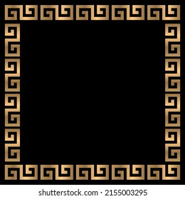 Abstract Greek Key Border. Elegant Gold Square Frame Patterns. Golden Rectangle Greek Frame. Vector Illustration.