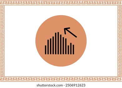 Abstract greek key pattern with arrow graph icon 