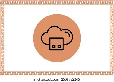 Abstract greek key pattern with Cloud icon