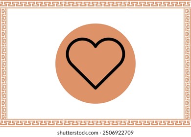 Abstract greek key pattern with heart icon