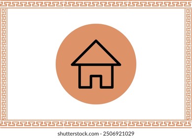 Abstract greek key pattern with home icon