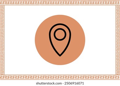 Abstract greek key pattern with location icon 