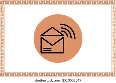 Abstract greek key pattern with Mail icon