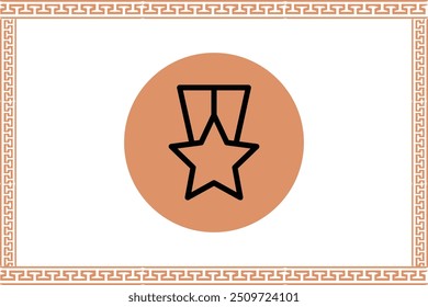 Abstract greek key pattern with medal icon